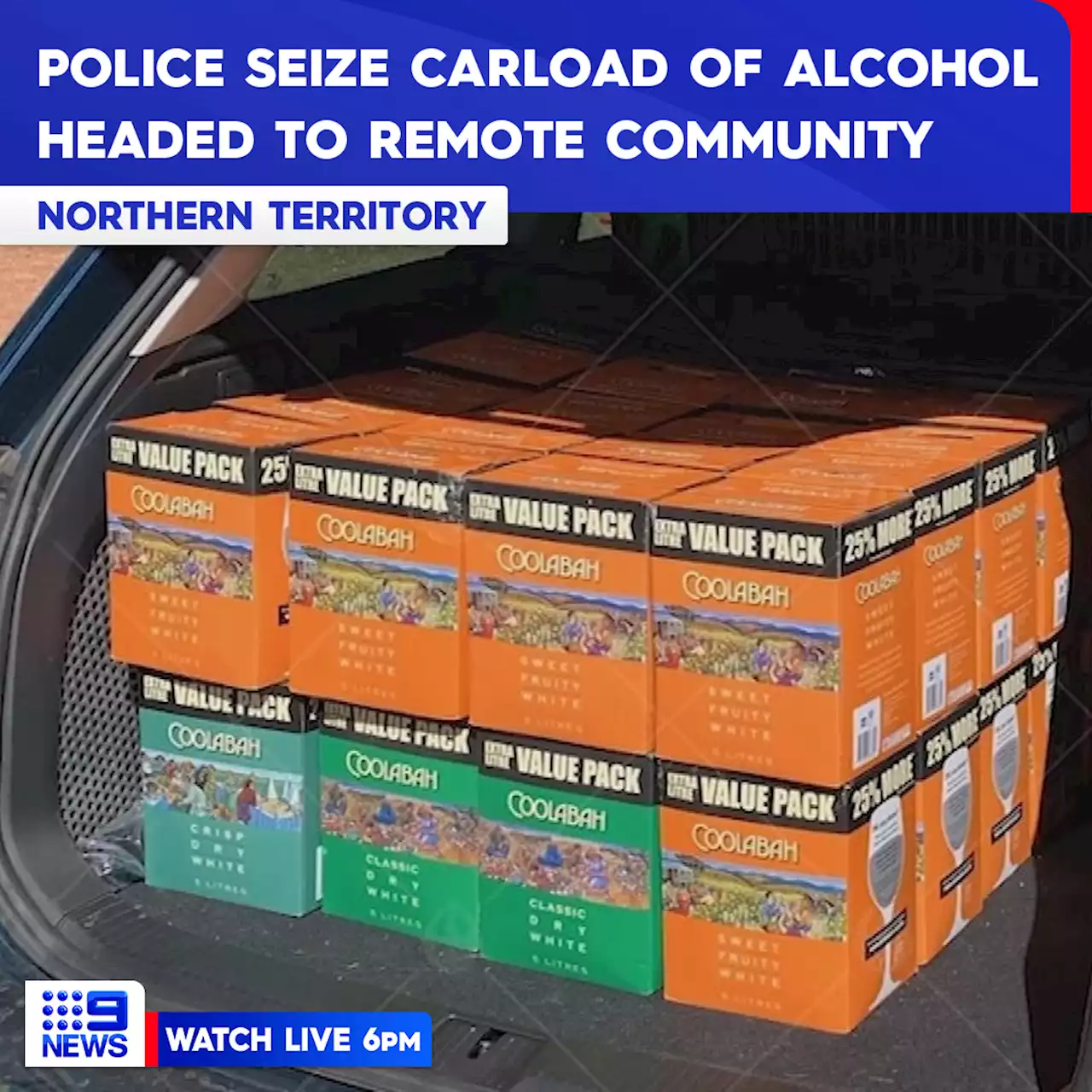 200 litres of alcohol seized en route to remote community in Northern Territory