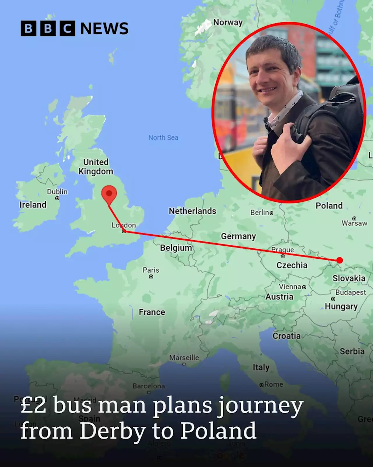 £2 bus man plans journey from Derby to Poland