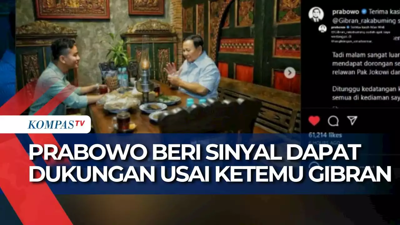 Bertemu Gibran, Prabowo Dapat Dukungan Relawan Gibran-Jokowi Jadi Bacapres?