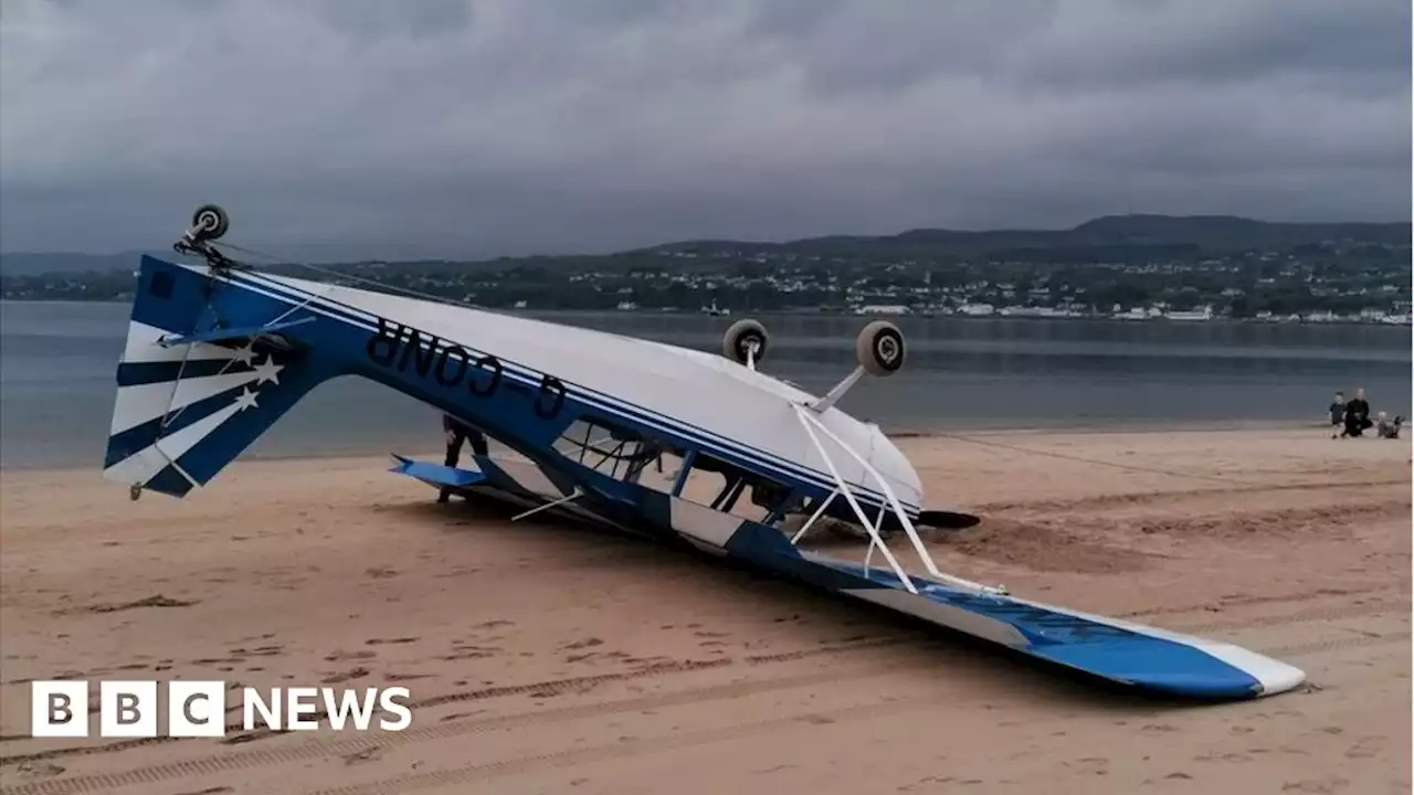 Plane flips over on County Londonderry beach