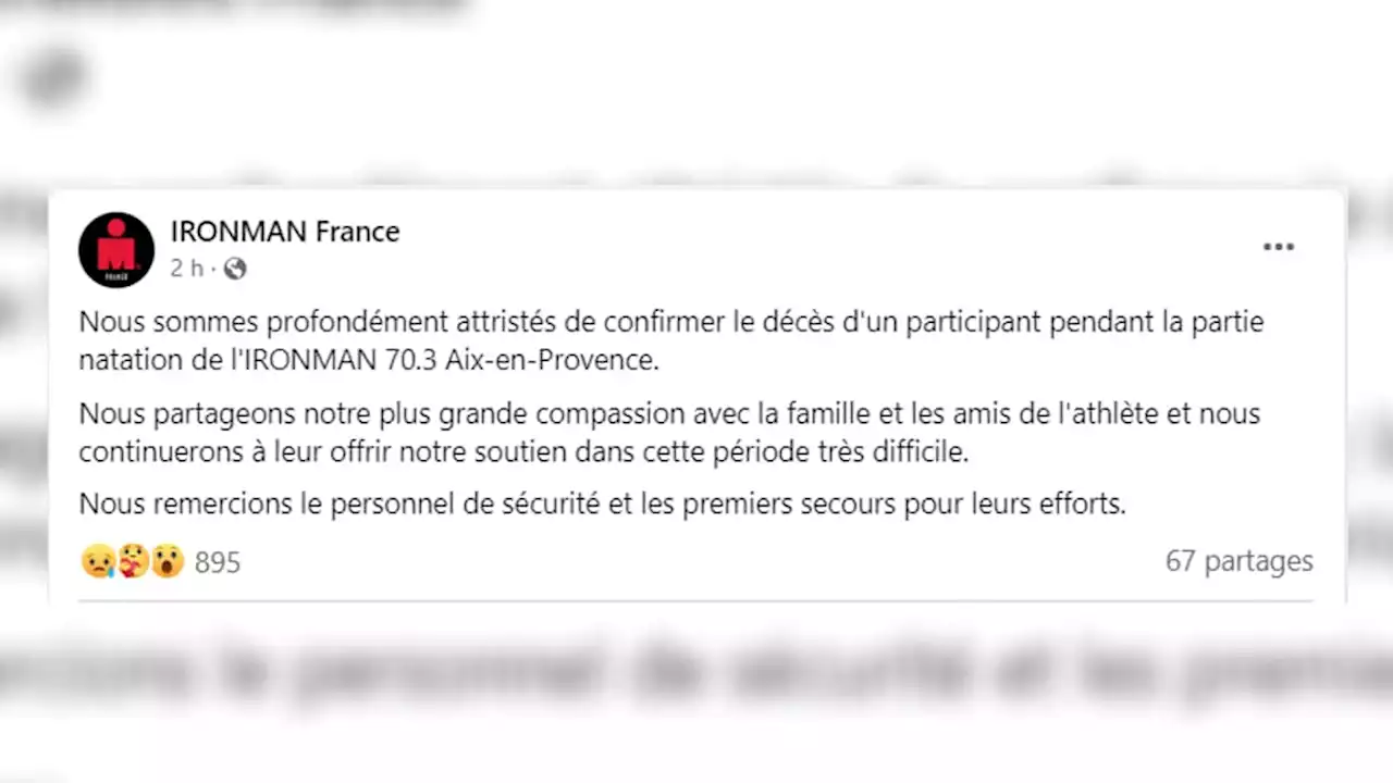 Aix-en-Provence: un participant à l'Ironman 70.3 meurt pendant la partie natation