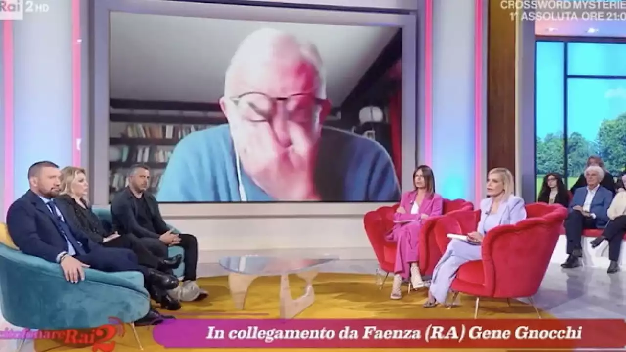 Gene Gnocchi sfollato in lacrime su Rai2