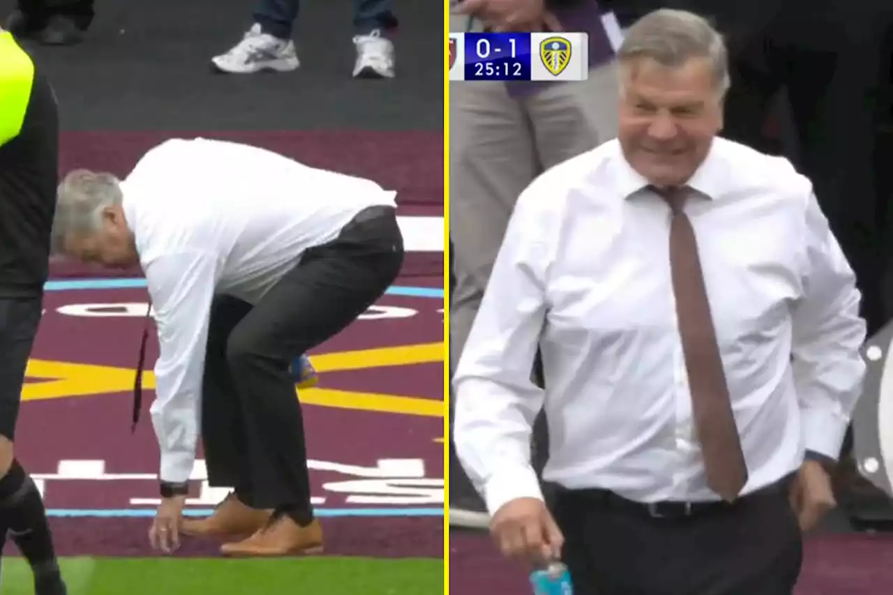 Leeds boss Sam Allardyce pockets fiver blown onto touchline after jokingly trying to pay official