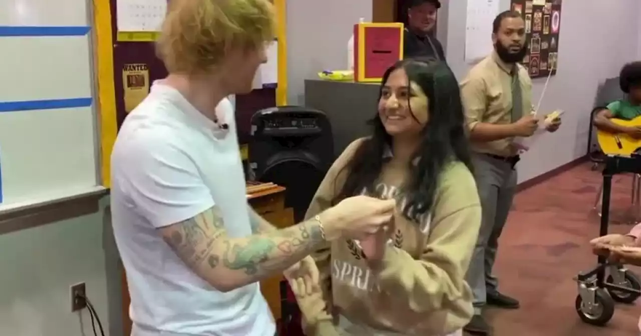 Ed Sheeran surprises high school band playing his song