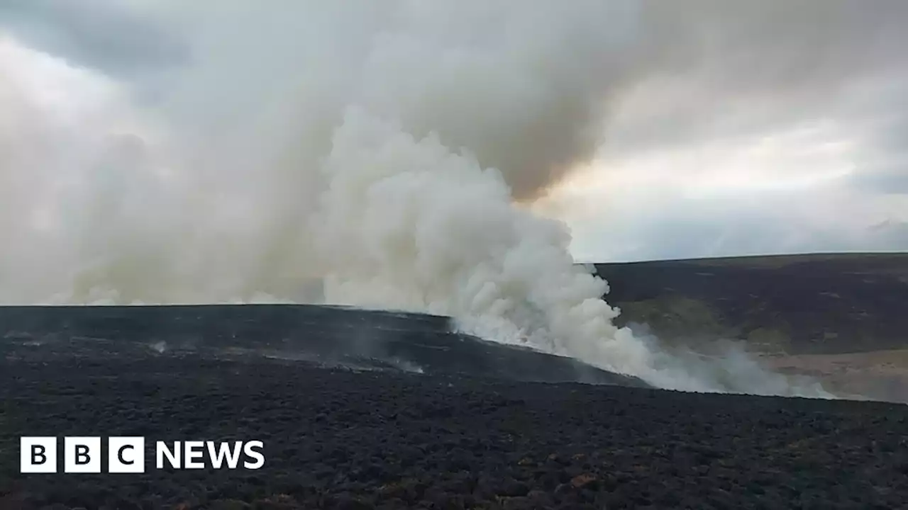 Marsden Moor: Firefighters tackling wildfire on moorland