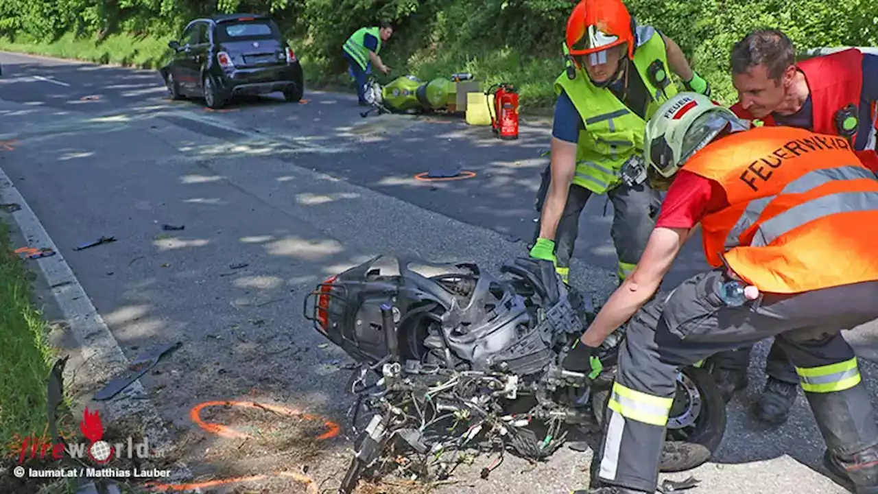 Oö: Pkw kollidiert in Thalheim mit Motorrad → Biker von weiterem Motorrad überrollt | ein Toter