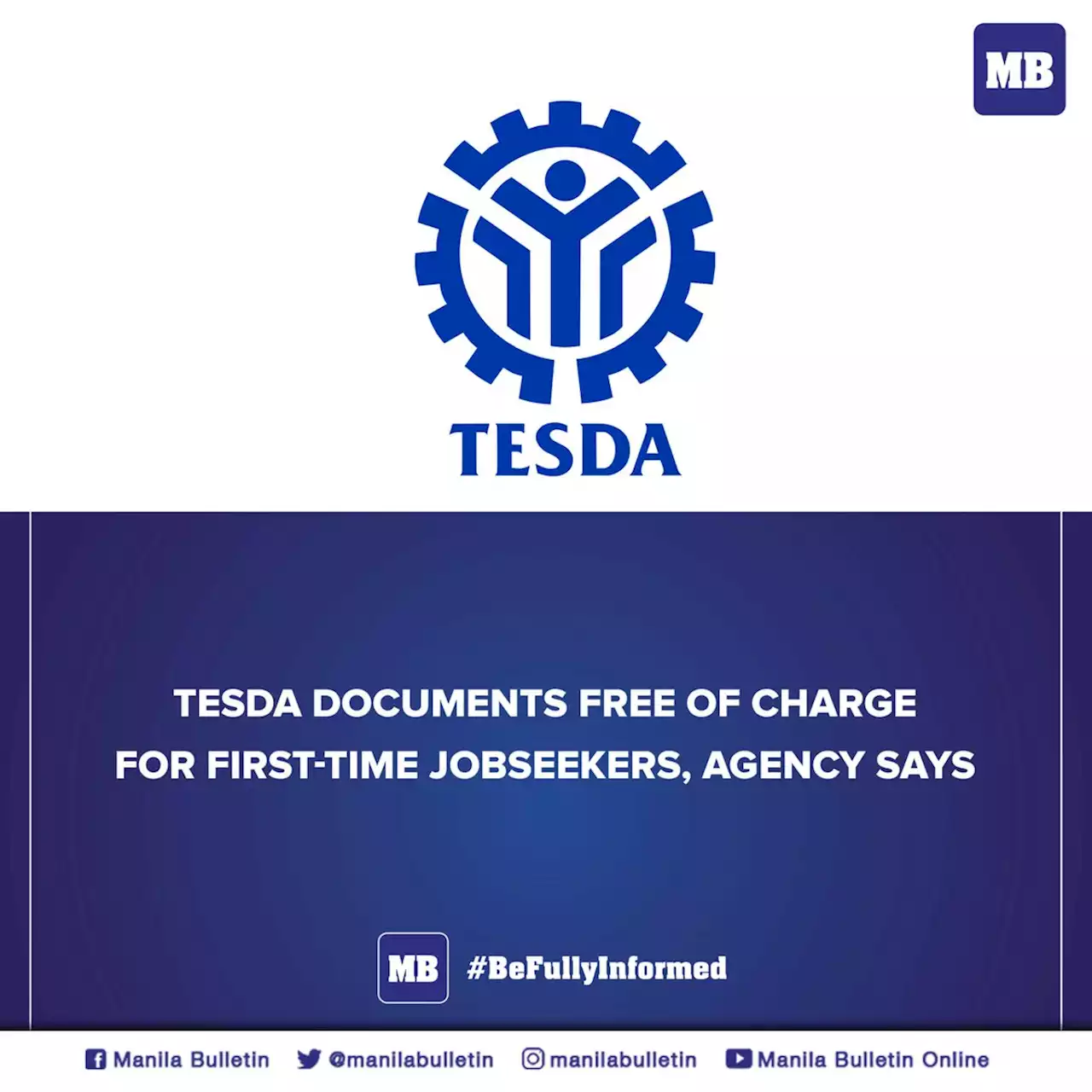 TESDA documents free of charge for first-time jobseekers, agency says