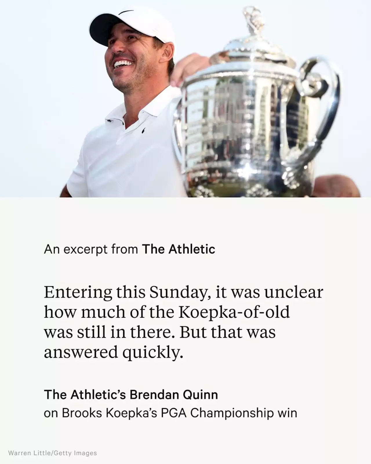 Brooks Koepka doesn't do sentiments. But, yeah, it feels good to be back