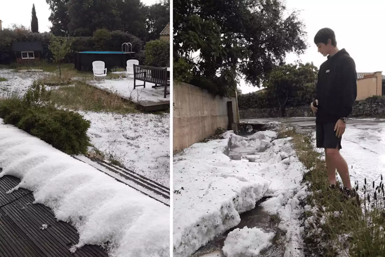 EN IMAGES. Des orages s'abattent sur le Gard et l'Hérault, un épais tapis de grêle près de Sommières