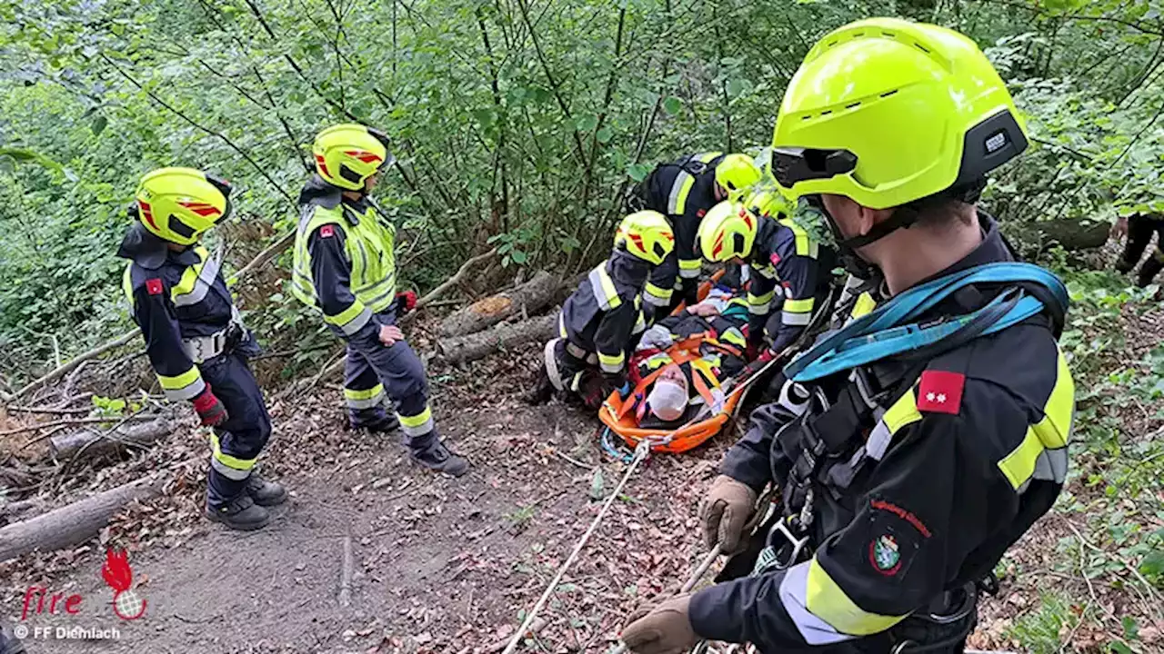 Stmk: FF Kapfenberg-Diemlach beübt Personenrettung nach Forstunfall