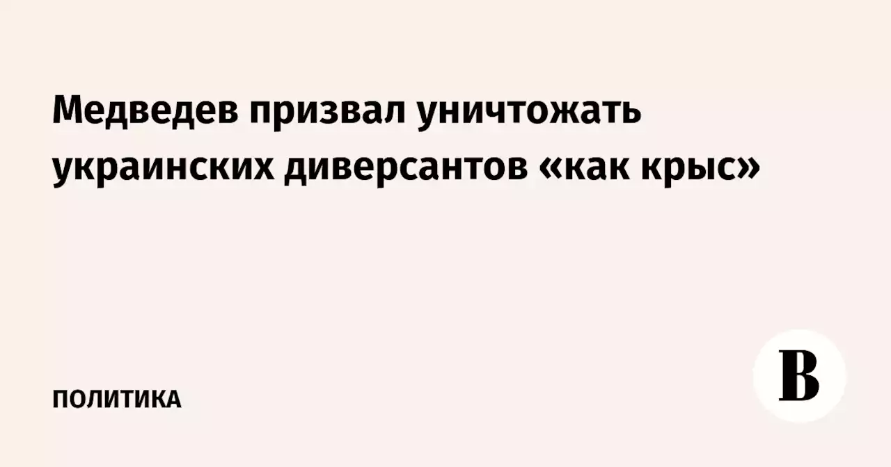 Медведев призвал уничтожать украинских диверсантов «как крыс»