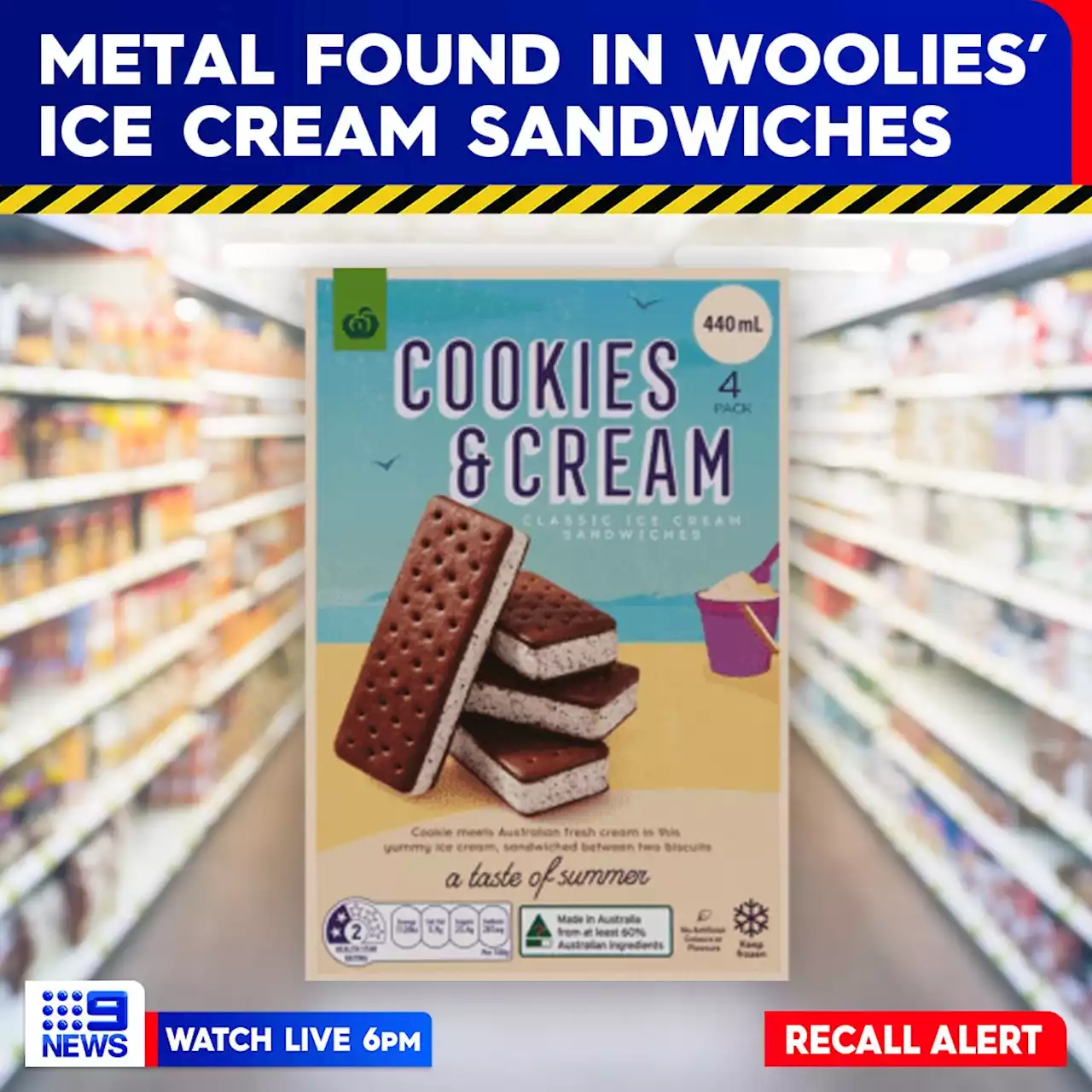 Woolworths ice cream sandwiches recalled due to metal contamination