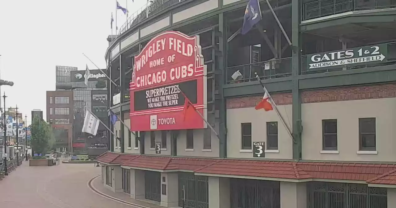 Wrigley Field celebrating first responders night during Cubs/Mets game