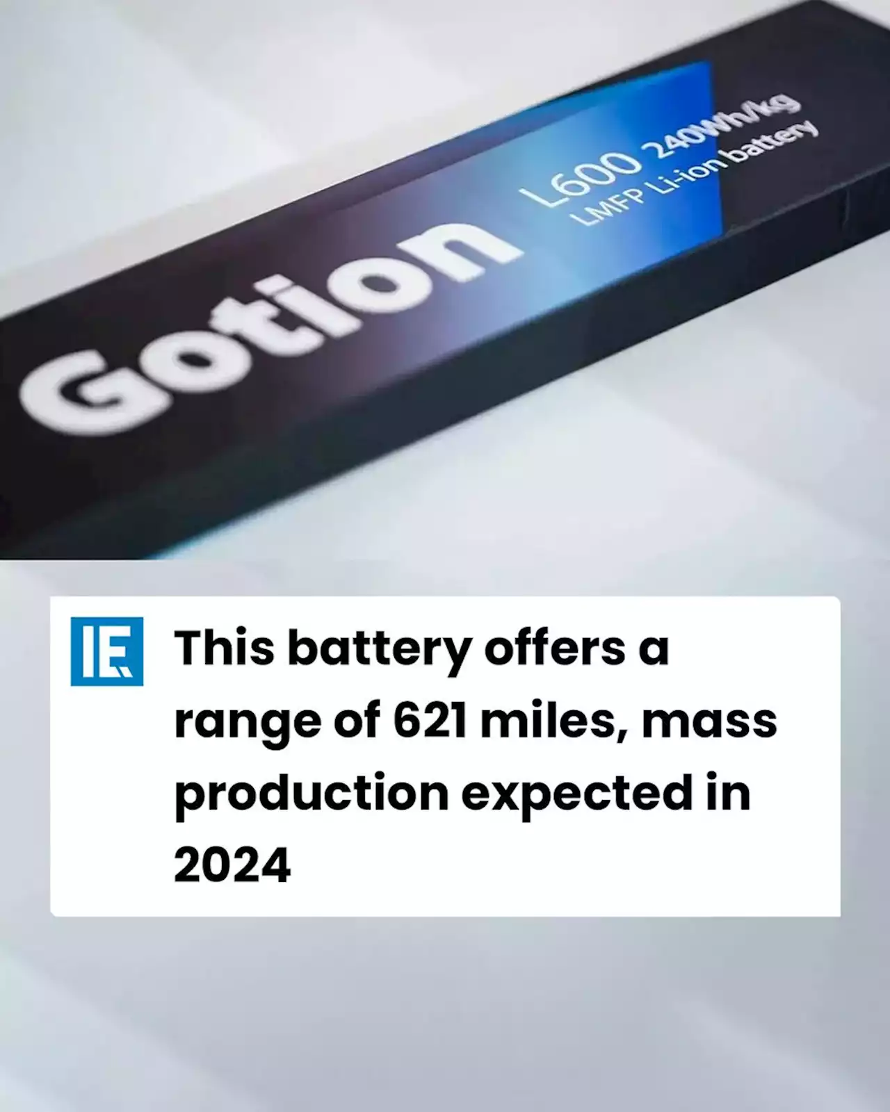 This battery offers a range of 621 miles, mass production expected in 2024