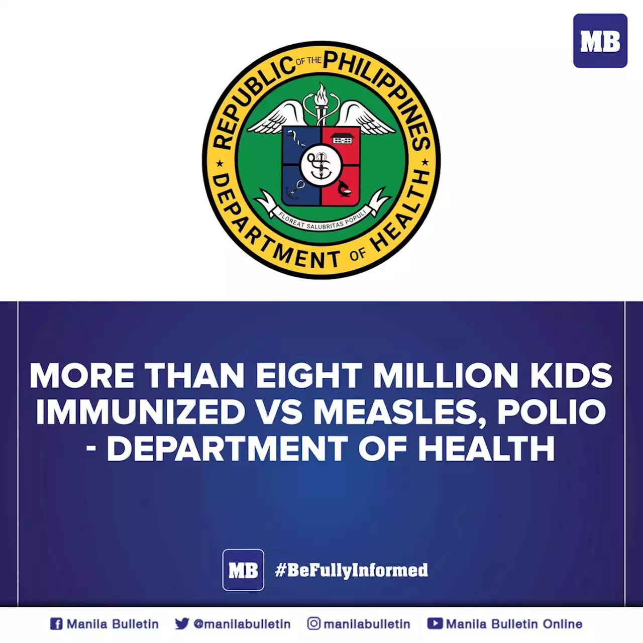 More than 8 million kids immunized vs measles, polio — DOH