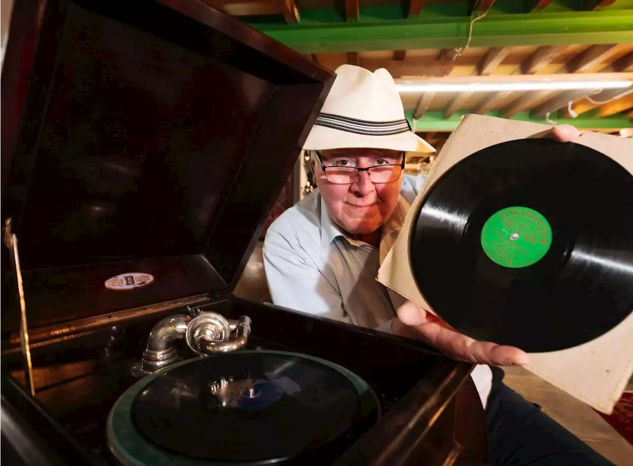 100-year-old gramophone comes complete with unplayed vinyl records from the 1920s in Shropshire sale