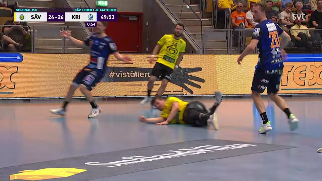 Handboll: Efter otäcka smällen: Sävehofs nyckelspelare Elias Ellefsen Á Skipagötu missar tredje finalmatchen mot Kristianstad