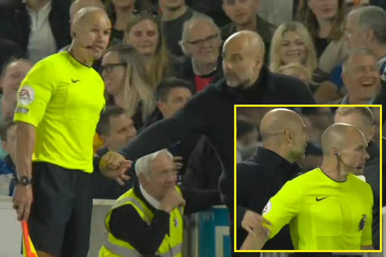 Pep Guardiola shown just a yellow card for grabbing linesman during Brighton draw