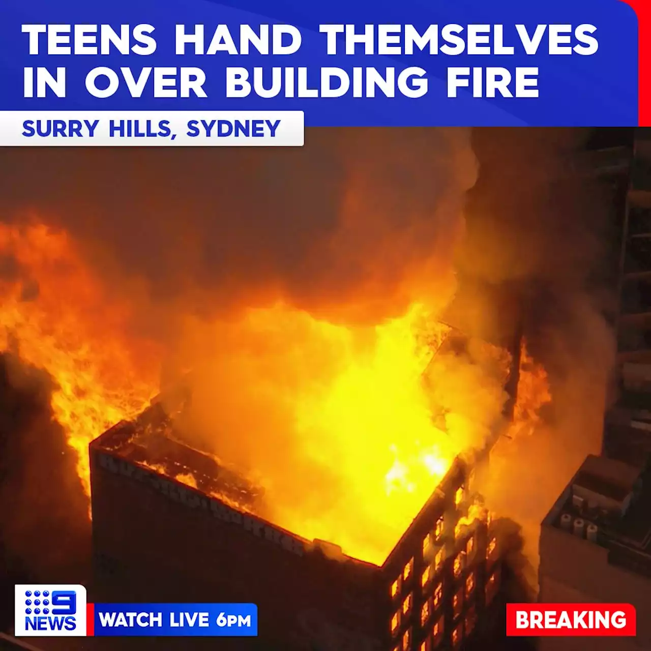 Two 13-year-olds assisting police after fire destroys Sydney buildings