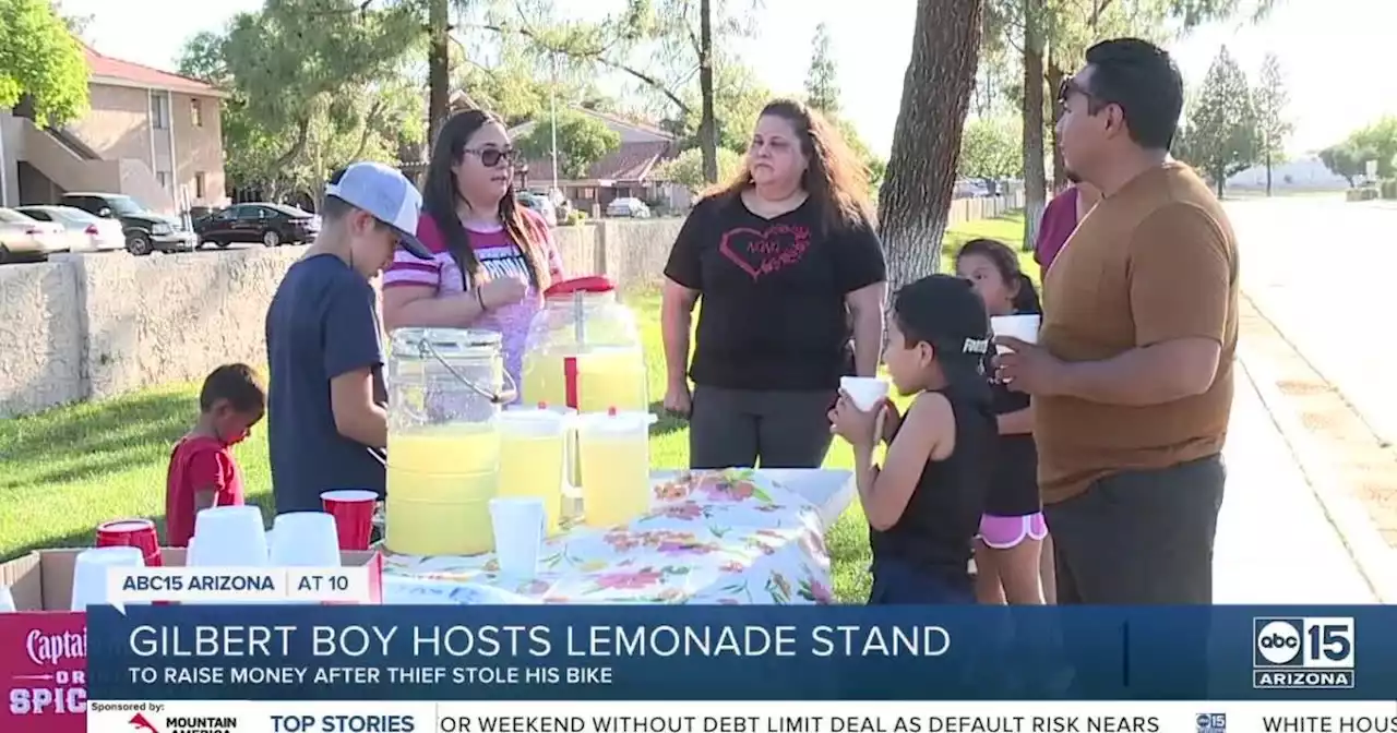 Gilbert boy opens lemonade stand to replace his stolen bike