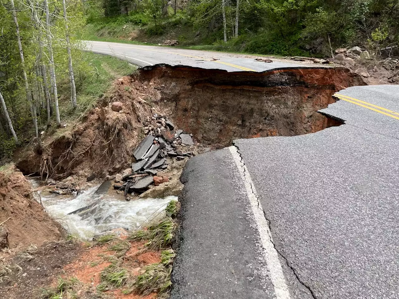 Road in Payson Canyon completely washed away due to spring runoff