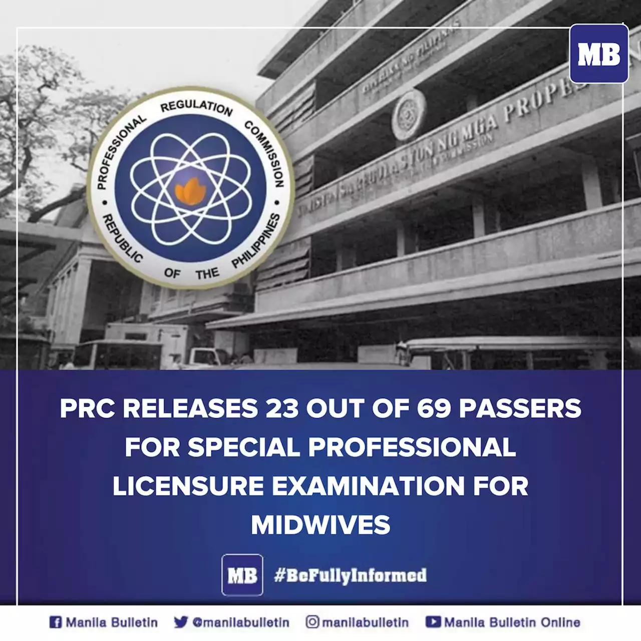 PRC releases 23 out of 69 passers for Special Professional Licensure Examination for Midwives