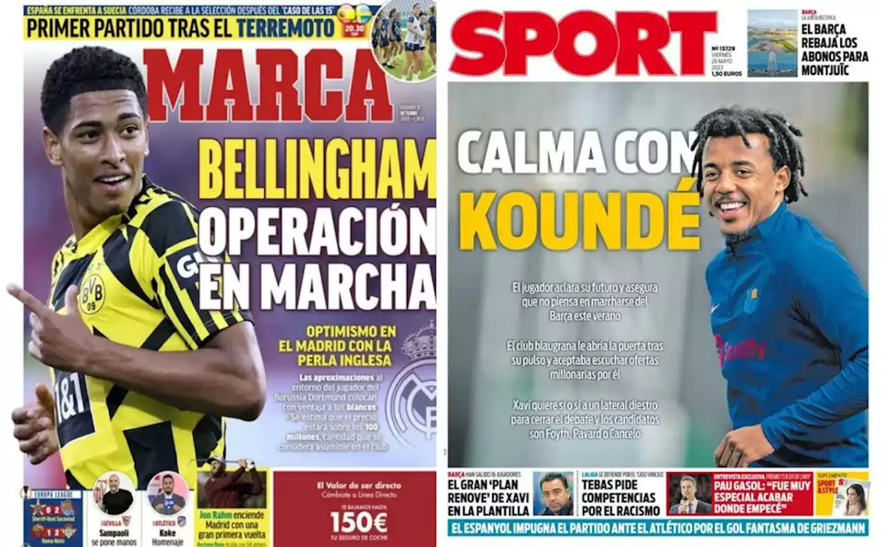 Periódicos deportivos HOY 26 de mayo 2023. Portadas de los diarios