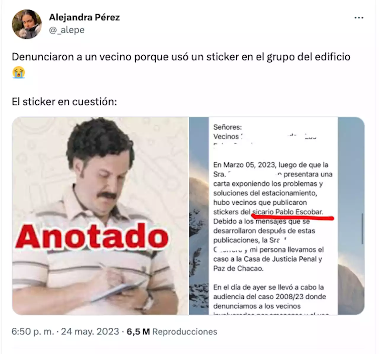 Por sticker de Pablo Escobar en WhatsApp; termina en la justicia