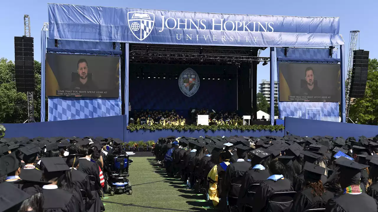 Ukrainian President Volodymyr Zelenskyy Delivers Surprise Commencement Speech to Johns Hopkins