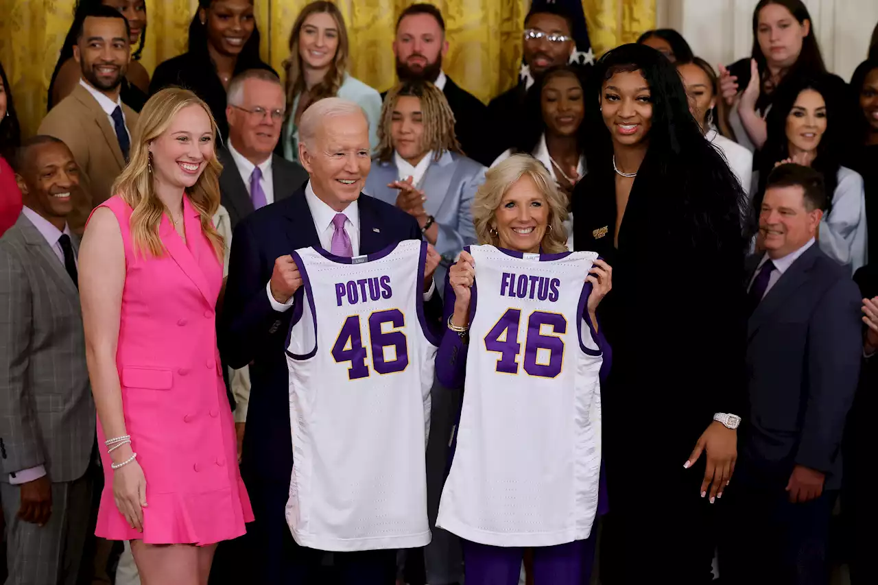 LSU White House visit turns into slam dunk for Jill Biden, Angel Reese