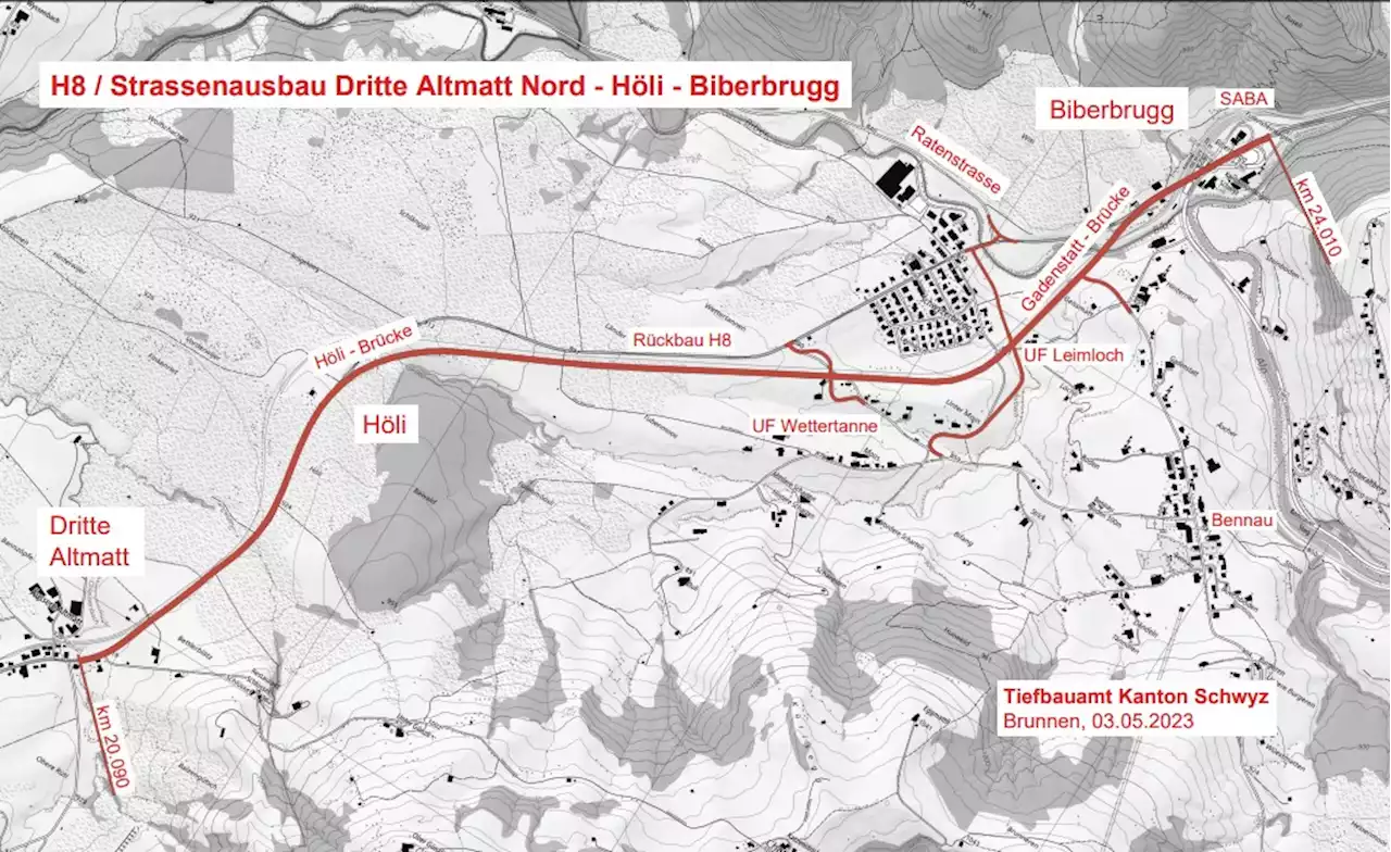 Ausbau der Hauptstrasse Nr. 8 zwischen der Dritten Altmatt Nord, Höli und Biberbrugg SZ