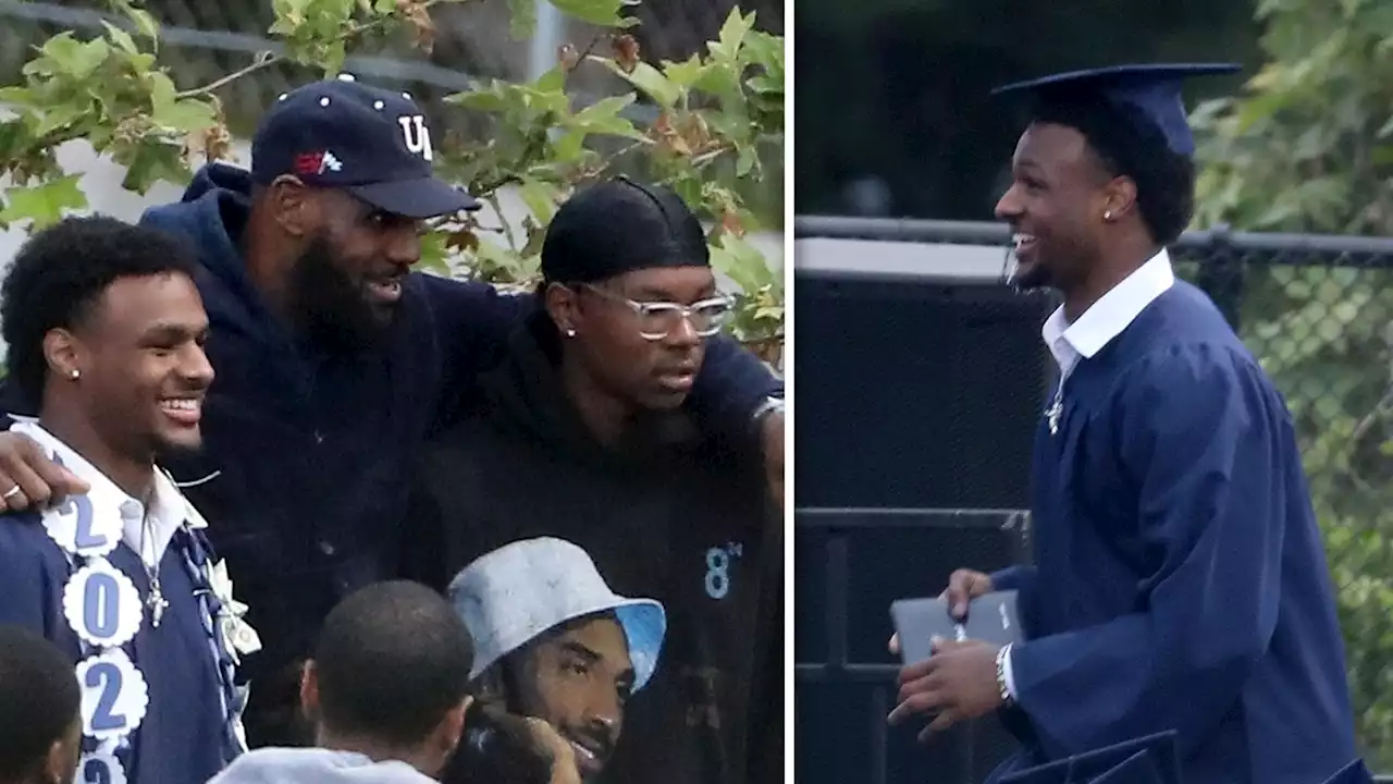 LeBron James Attends Bronny James High School Graduation