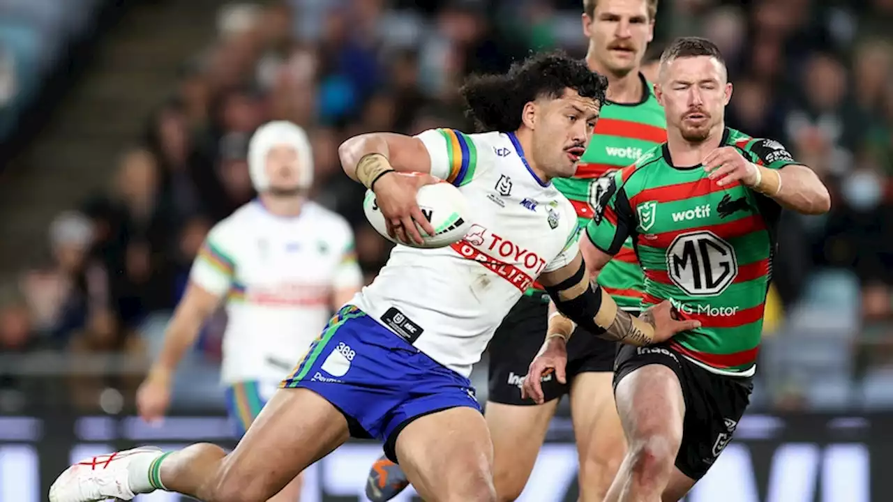 Corey Harawira-Naera collapses during Canberra's match with South Sydney