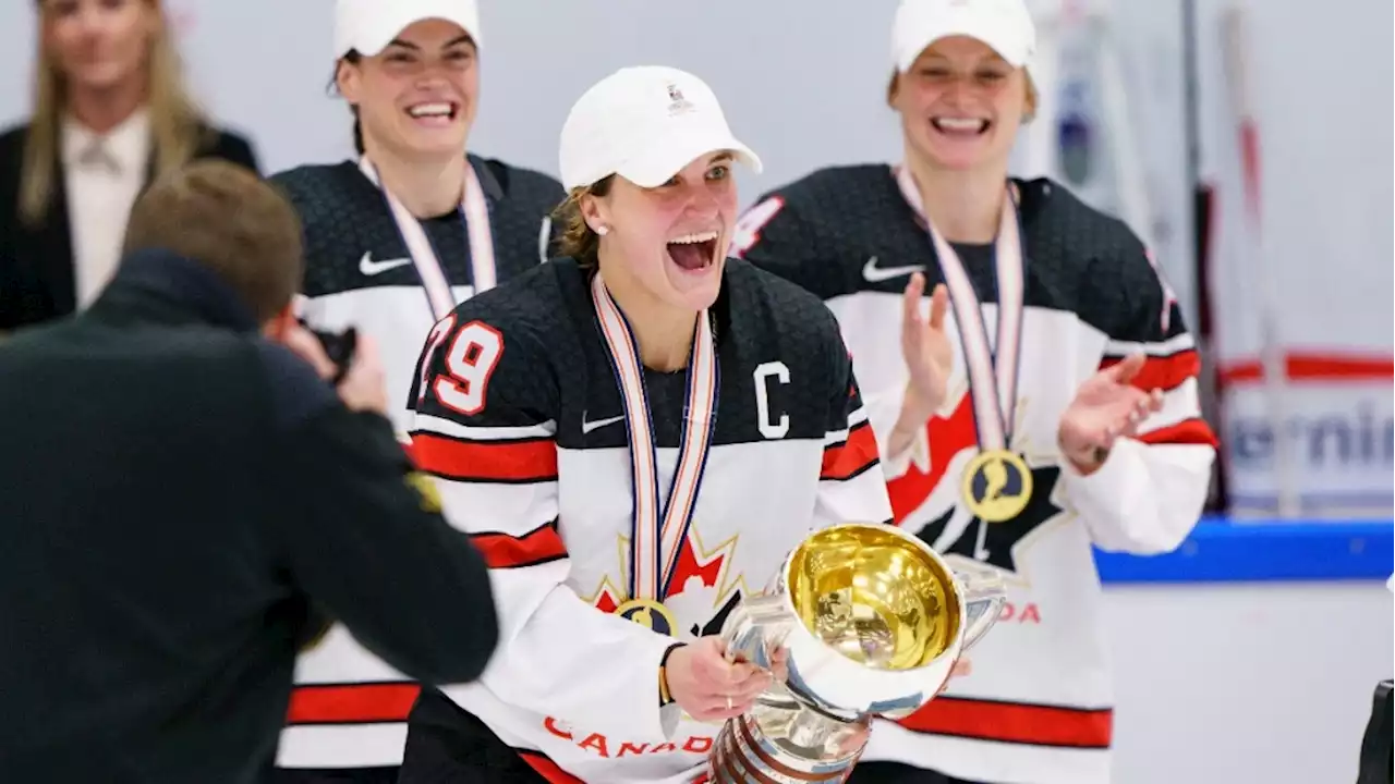 Team Canada hockey players Marie-Philip Poulin and Laura Stacey engaged