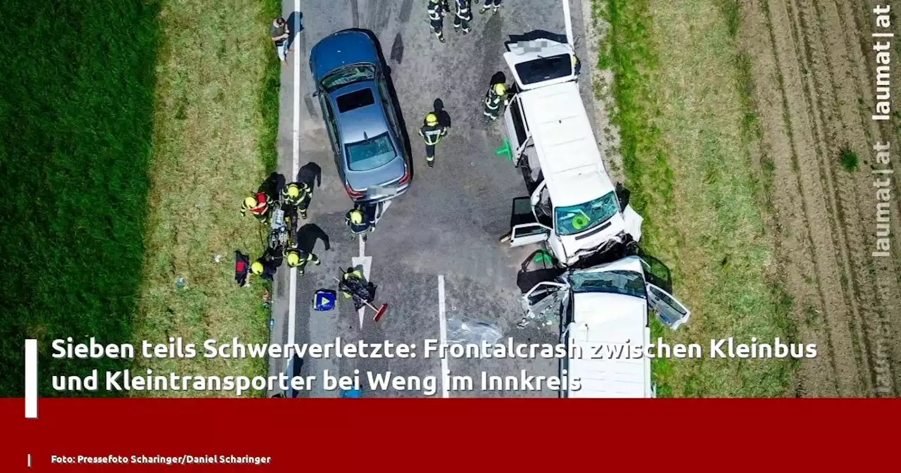 Sieben teils Schwerverletzte: Frontalcrash zwischen Kleinbus und Kleintransporter bei Weng im Innkreis | laumat|at