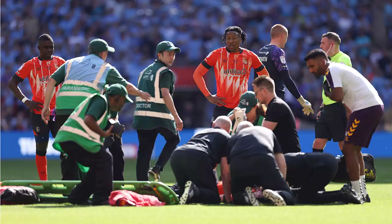 Luton captain Lockyer collapses on pitch in worrying scenes during play-off final