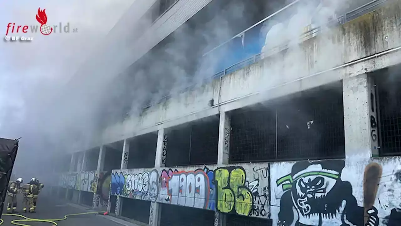 Stmk: Feuer in Lagerraum der Tiefgarage der Merkur-Arena in Graz