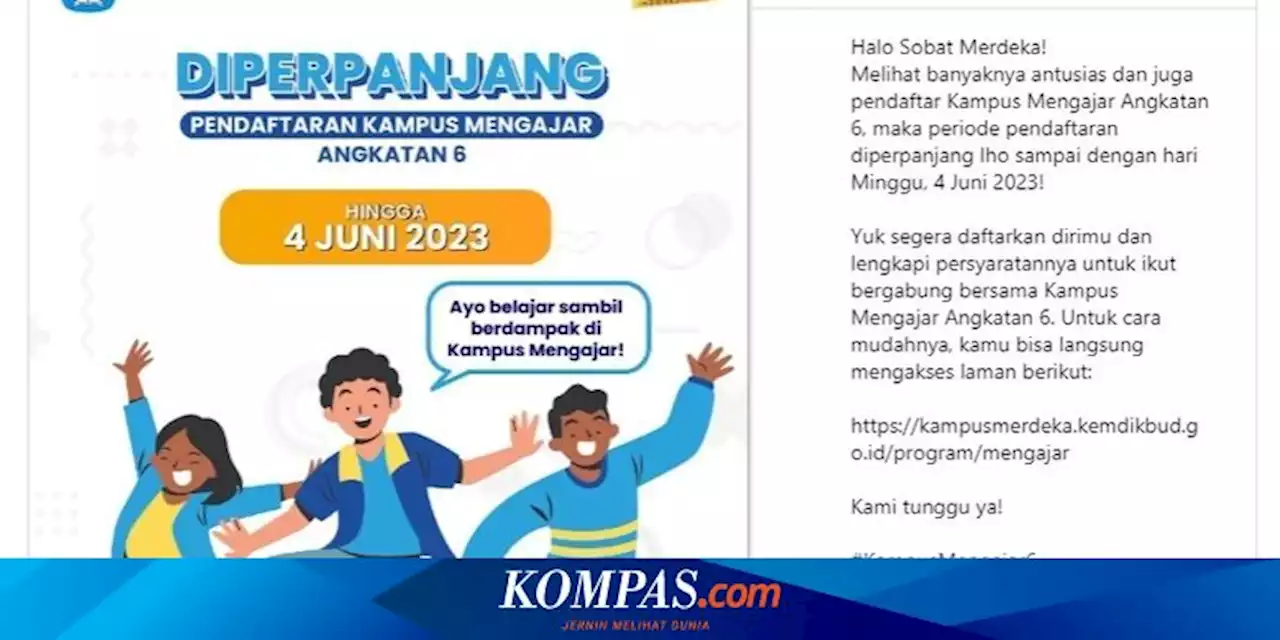 Program Kampus Mengajar Angkatan 6: Link, Syarat, dan Cara Daftarnya