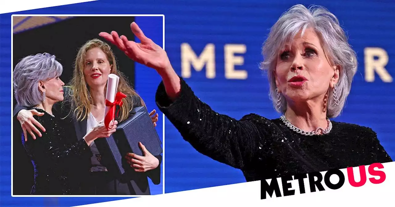 Jane Fonda throws award at director during Cannes Film Festival prize giving