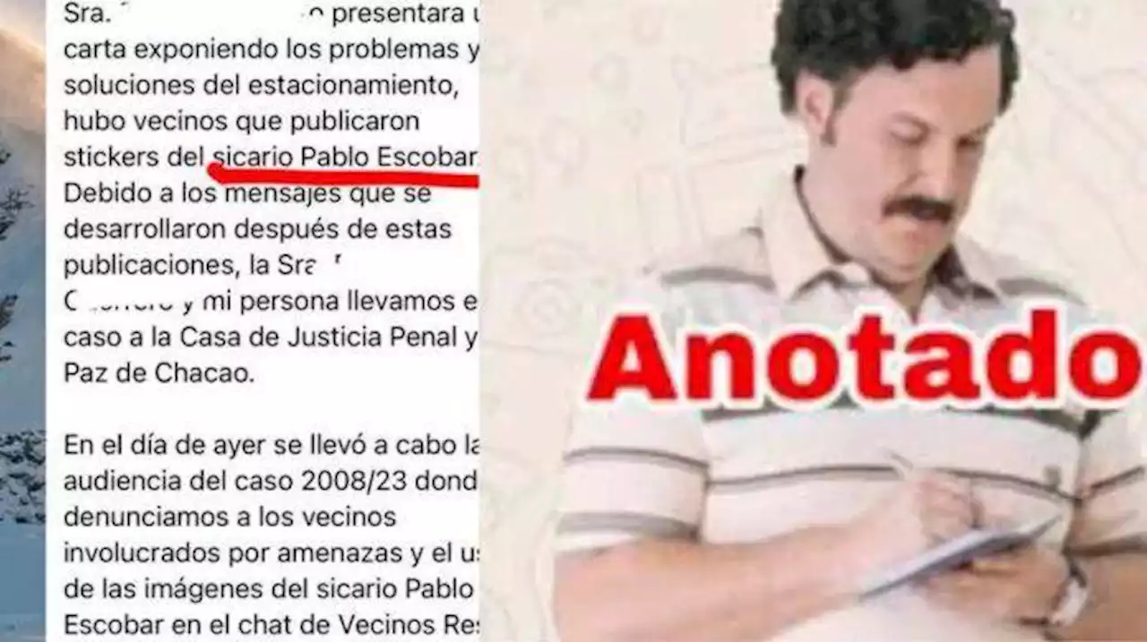 Por usar sticker de “Pablo Escobar” en WhatsApp, mujer demandó a su vecino