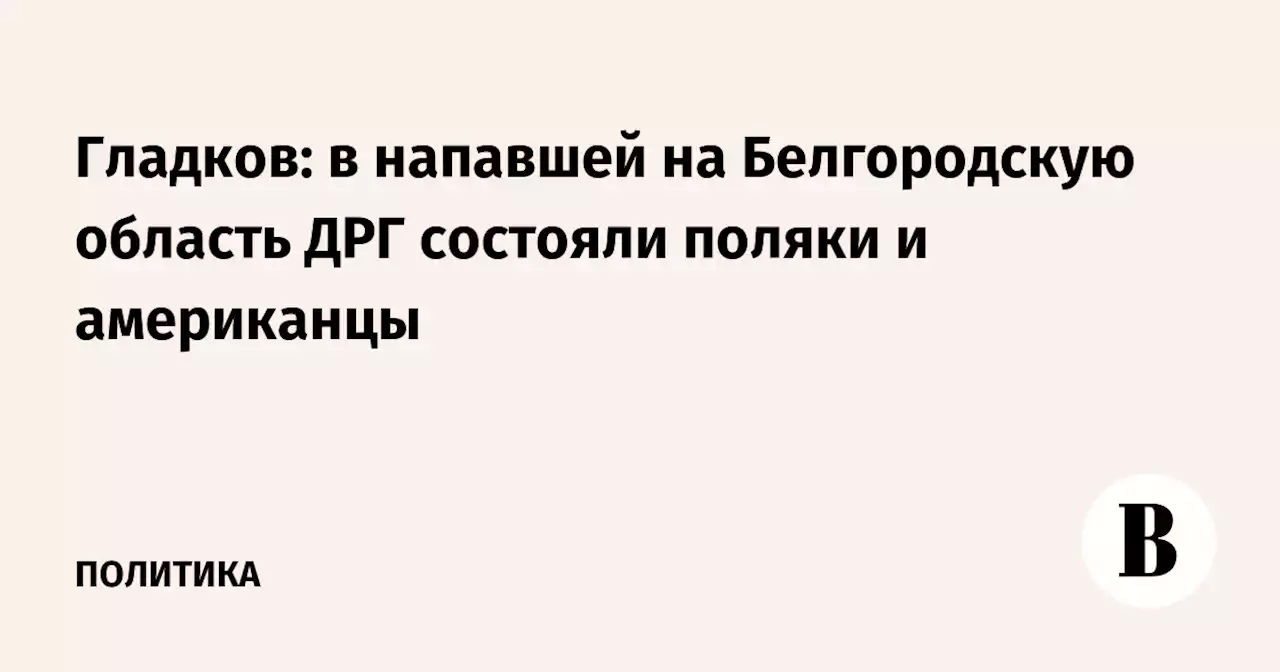 Гладков: в напавшей на Белгородскую область ДРГ состояли поляки и американцы