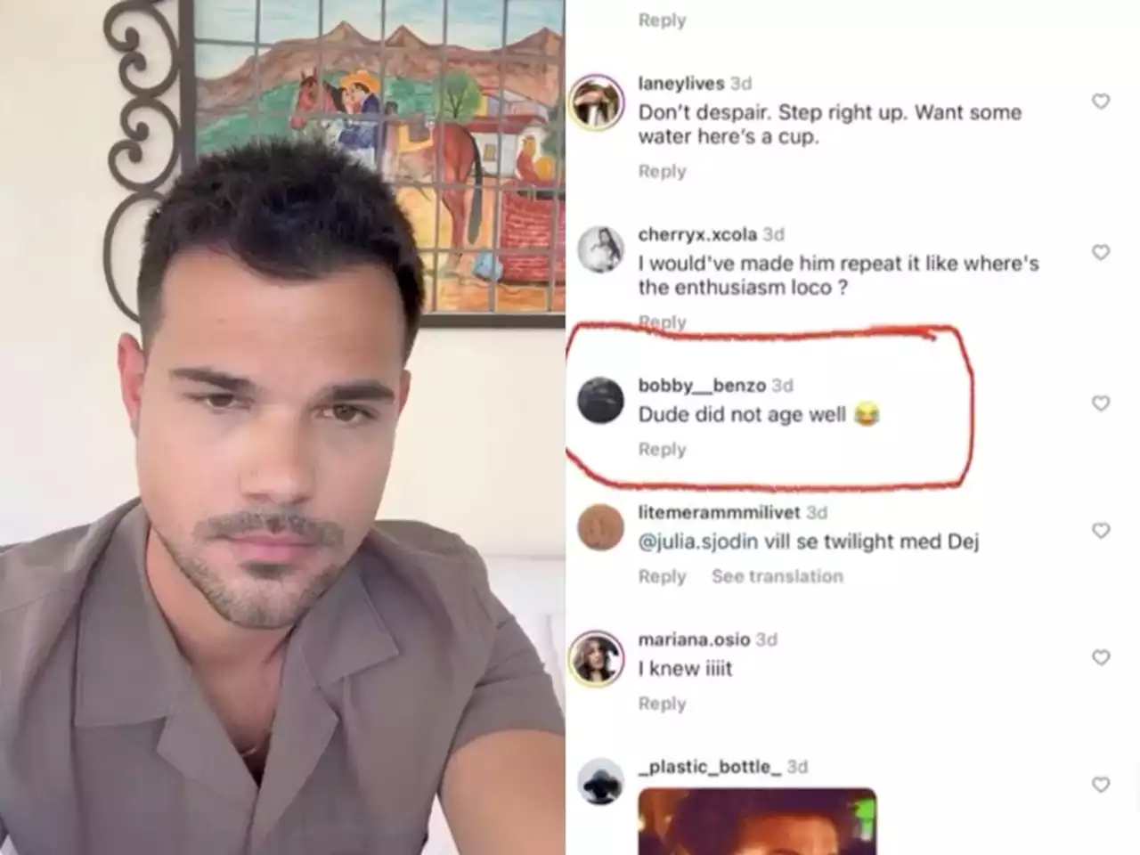 Taylor Lautner responds to comments he ‘did not age well’ with message about mental health