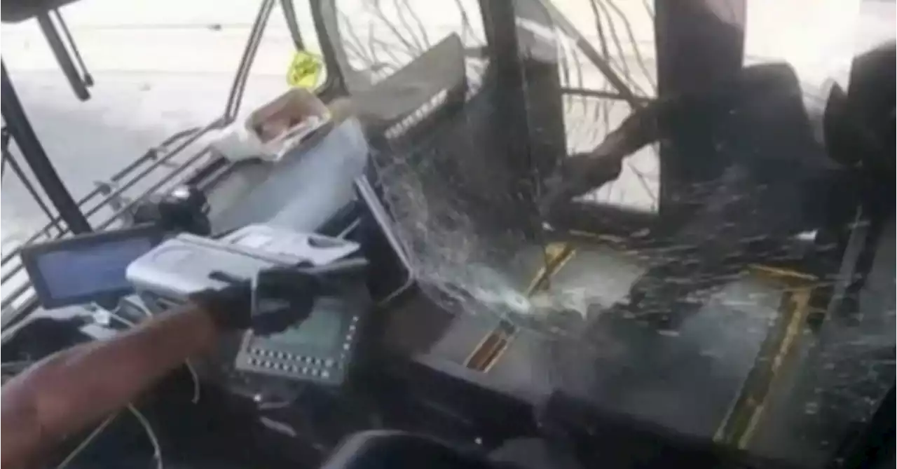 Bus driver and passenger open fire on each other on a moving US bus