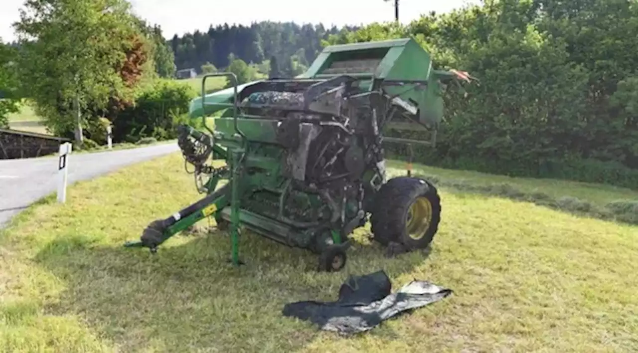 Ballenpresse in Brand – Anwohner eilt mit Feuerlöscher herbei - bauernzeitung.ch