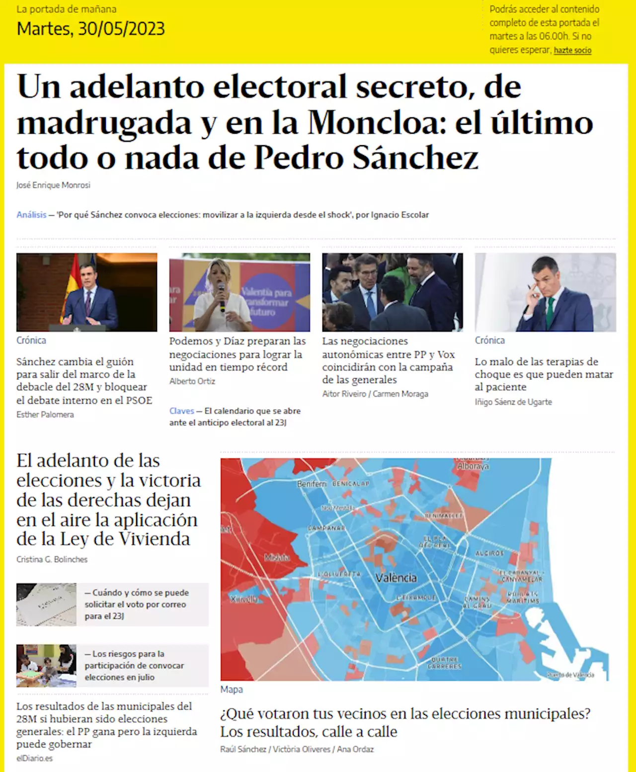 La portada del 30 de mayo de 2023 - elDiario.es