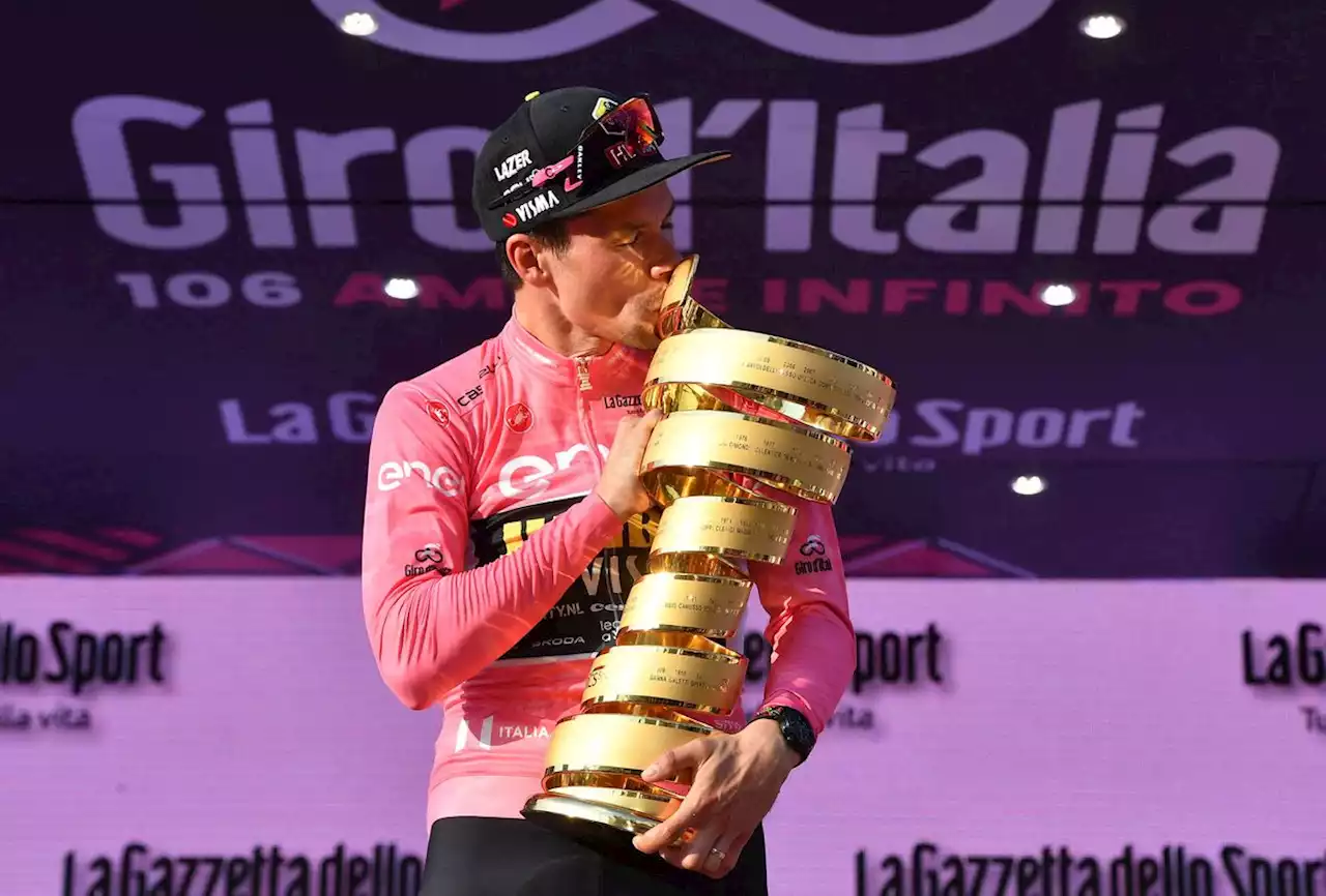 Primoz Roglic raises the Giro d’Italia trophy in Rome; Mark Cavendish wins final stage