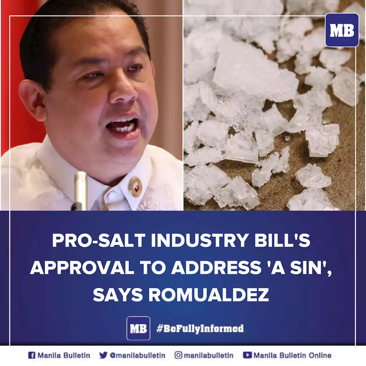 Pro-salt industry bill's approval to address 'a sin', says Romualdez