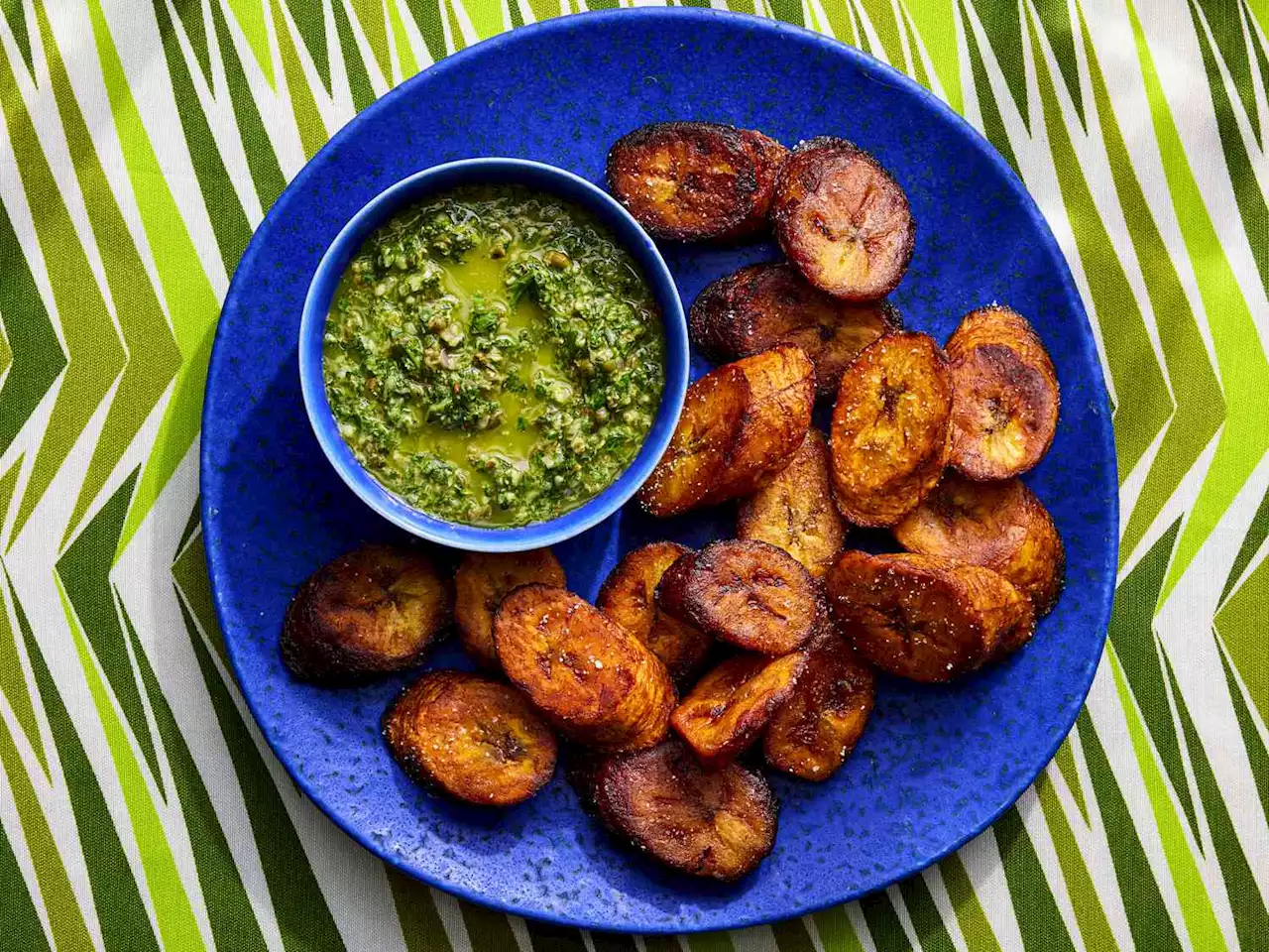 Maduros (Fried Ripe Plantains) with Mint Mojo Recipe