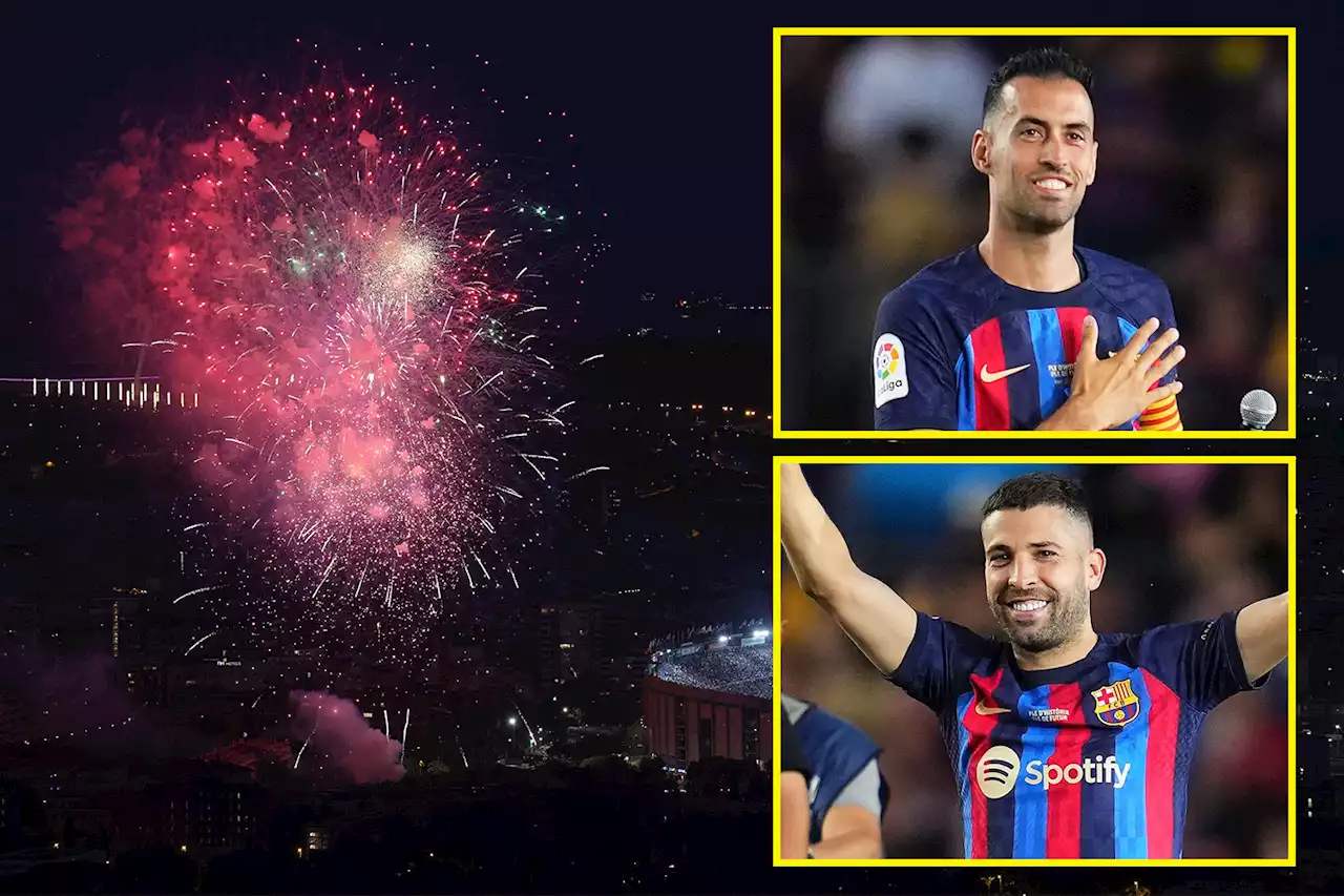 Barcelona fans set off fireworks as they bid farewell to Busquets and Alba