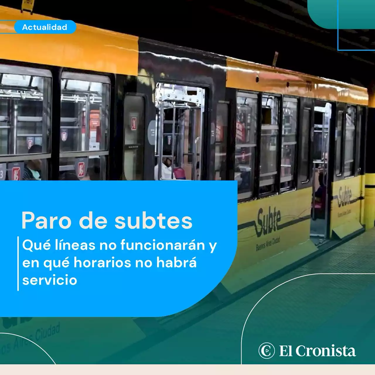 Paro de subtes: qu� l�neas no funcionar�n y en qu� horarios no habr� servicio